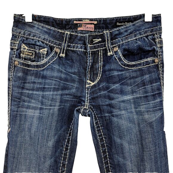 ReRock For Express Womens Jeans Size 2S Barely Boot Cut Embroidered 28x30 - Picture 2 of 10